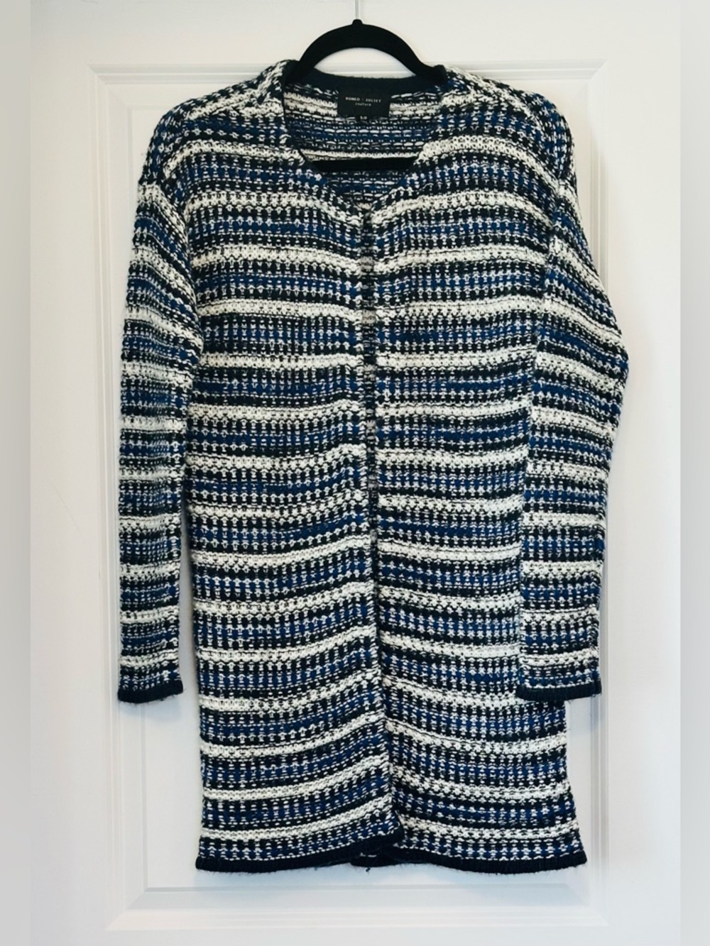 ROMEO & JULIET Sweater Blues White L/S Pockets Like-New Sz SP